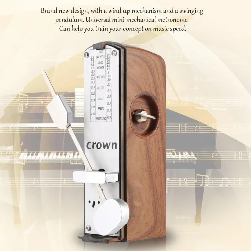 Miniatura 4 de Metrónomo mecánico portátil mini metrónomo universal de 4.3 in de altura para piano, guitarra, violín, ukelele, cítara china, instrumento musical