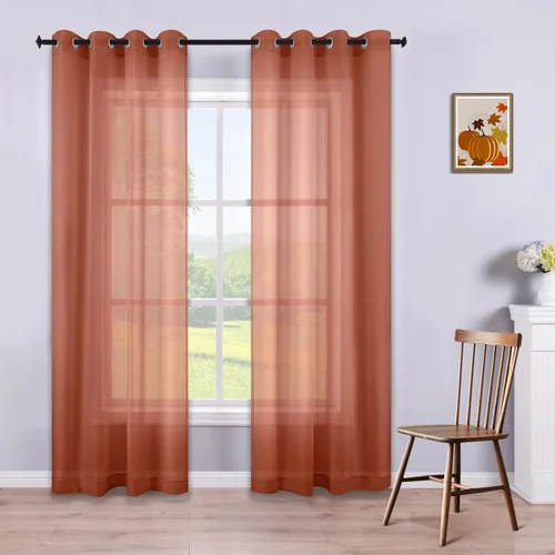 Miniatura 44 de KOUFALL Cortinas traslúcidas de 120 pulgadas de 2 paneles con ojales, juego extra largo de 10 pies de largo, cortinas altas para ventana grande, 52
