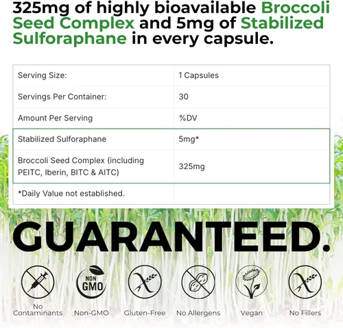 Miniatura 2 de Mara Labs Broc Elite Plus Suplemento de brócoli con extracto de sulforafano estabilizado Sin residuos de glifosato 30 cápsulas vegetarianas