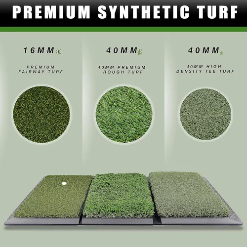 Miniatura 4 de CHAMPKEY Alfombrilla profesional de golf Tri-Turf Alfombrilla de práctica de goma resistente ideal para entrenamiento en interiores y exteriores