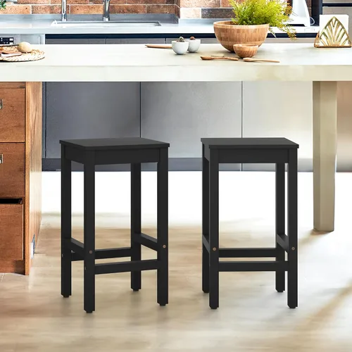 Miniatura 7 de Taburetes de bar de 26 pulgadas, juego de 2 sillas de bar, asiento de encimera de cocina con reposapiés, taburetes de madera de acacia para comedor