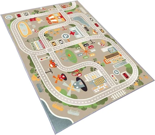 Alfombra de juego para autos de juguete, alfombra para niños con carreteras para sala de juegos, alfombra de carretera de la vida urbana para el