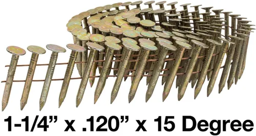 Miniatura 2 de 1-1/4 pulgadas x 0.120 pulgadas - 15 grados - Clavos de techo en espiral de soldadura de alambre - electro-galvanizado - Caja pequeña ~ 360 clavos