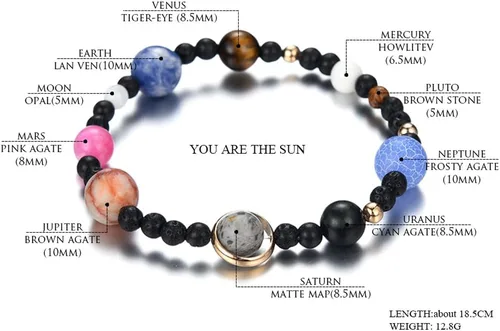 Miniatura 17 de Pulsera de cuentas de piedra para mujer, diseño de galaxia del universo de 8 planetas o 9 planetas en el sistema solar, pulseras de estrella