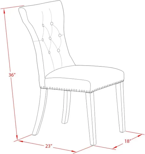 Miniatura 3 de East West Furniture GAP1T24 Gallatin Parsons - Juego de 2 sillas de comedor tapizadas de tela de lino negro, con botones copetudos, color negro