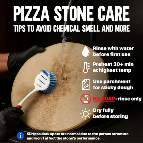 Miniatura 7 de KitchenStar Piedra para pizza de 16 pulgadas para horno y parrilla de barbacoa con asas, redonda, 5/8 pulgadas de grosor, cordierita natural