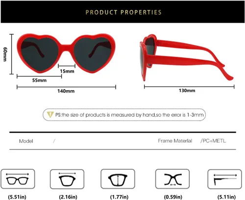 Miniatura 4 de Gafas de sol en forma de corazón para mujer, lindos lentes de corazón retro Taylor, lentes de sol Cupid UV400