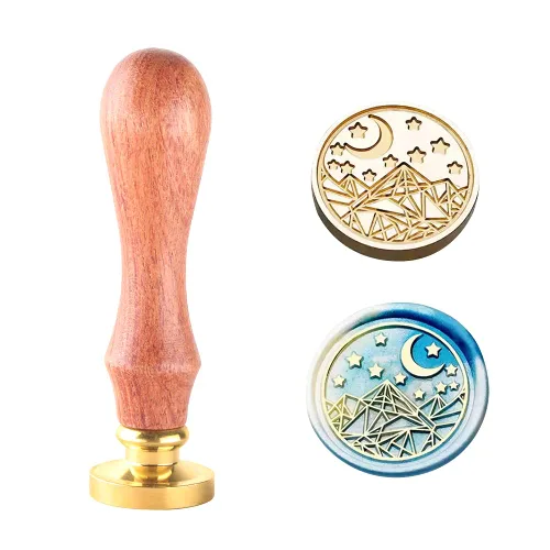Miniatura 15 de Sello de cera con cabeza de latón extraíble de 1.181 in y mango de palisandro, sello de cera personalizado retro vintage para invitaciones de sobres