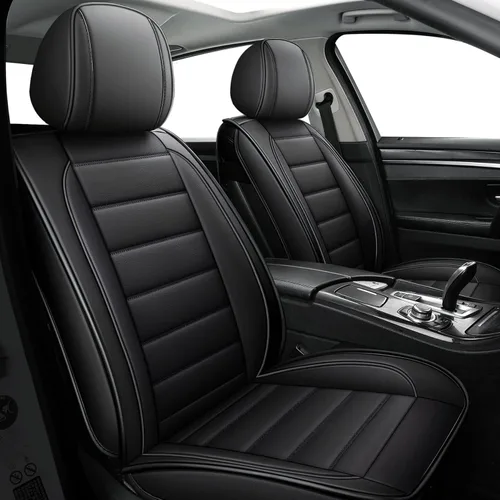 Miniatura 11 de CAPITAUTO Juego completo de fundas de asiento de automóvil, fundas de asiento beige para automóvil con soporte lumbar, fundas de asiento