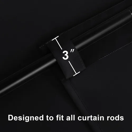 Miniatura 3 de Hiasan Cortinas opacas negras para dormitorio, cortinas opacas cortas de 45 pulgadas de largo, con aislamiento térmico, bolsillo para barra