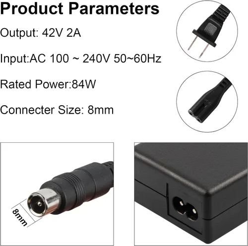 Miniatura 6 de Reemplazo para Segway Ninebot ES1 ES2 ES4, 42V 2A Cable adaptador de cargador de alimentación para Xiaomi M365, Spin, Skip, Bird, Lime-S