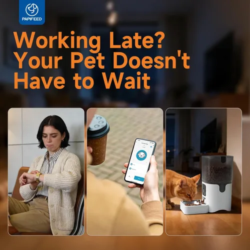 Miniatura 8 de PAPIFEED Comedero automático WiFi 5G: dispensador automático inteligente de comida para gatos con modo de alimentación lenta, desmontable para una