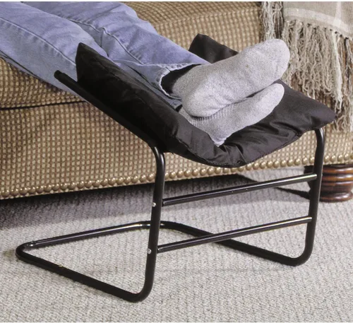 Miniatura 7 de ETNA Reposapiés otomano, reposapiés de apoyo para silla, sofá, reposapiés de oficina, hamaca para debajo del escritorio, taburete acolchado negro