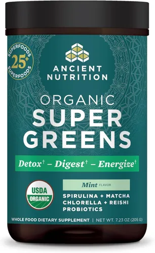 Miniatura 10 de Ancient Nutrition Supergreens Alkalize & Detox - Polvo de superalimento orgánico hecho de frutas reales, verduras y hierbas, para apoyo digestivo