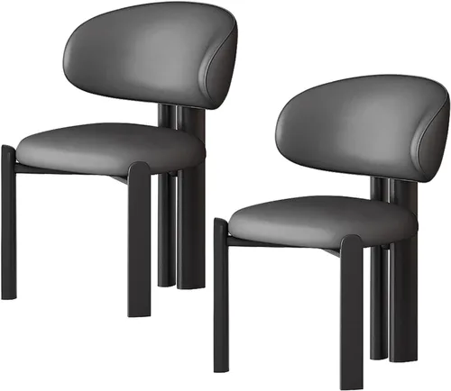 Miniatura 22 de Juego de 2 sillas de comedor tapizadas modernas, diseño cómodo con respaldo curvado para cocina, sala de estar, dormitorio u oficina