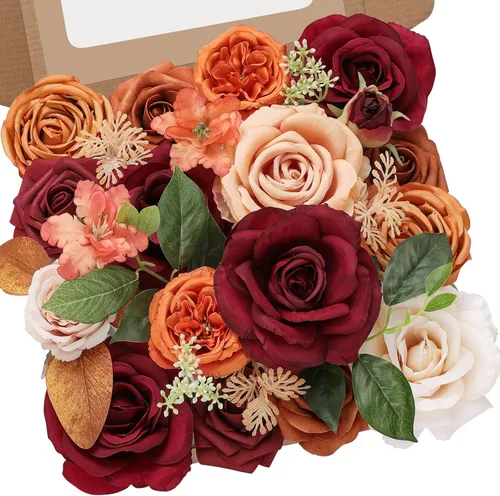 Miniatura 29 de Serwalin Flores artificiales, flores rosadas, flores de seda falsas, flores de pastel de boda, flores para ramos de boda, centros de mesa, Un rosa