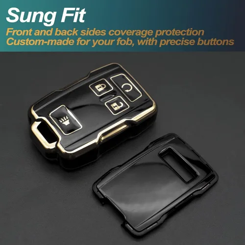 Miniatura 3 de FEYOUN Funda para Llavero Compatible con Chevy Chevrolet Colorado Silverado Suburban Tahoe GMC Canyon Sierra 1500 2500 3500 HD TPU Funda para Negro
