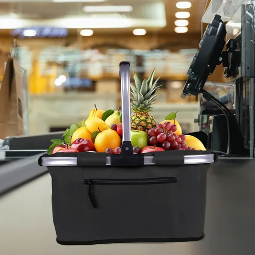 Miniatura 6 de SIYUAN - Cesta de la compra con asa de 22 litros, plegable, portátil, plegable, para comercialización, color negro