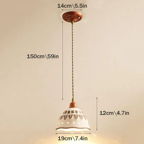 Miniatura 7 de Lámpara colgante moderna de mediados de siglo, lámpara colgante de cerámica vintage nórdica con base E26/E27 para cocina, isla, fregadero, comedor