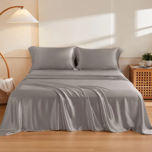 Miniatura 17 de THXSILK Juego de sábanas de seda de 4 piezas, sábanas de seda de morera 100% natural de grado superior 6A+, juegos de ropa de cama de lujo, ultra