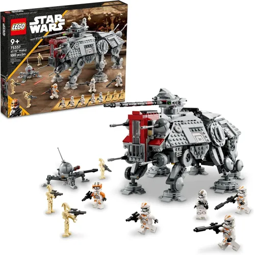 LEGO Star Wars at-TE Walker 75337 Juguete posable, juego de La venganza de los Sith, regalo para niños con 3 soldados clon 212, araña enana y