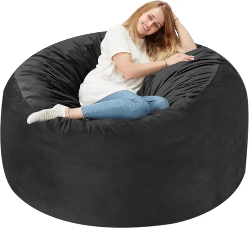 Miniatura 10 de Homguava - Sillón puff de 3 pies Sillón estilo puff grande de 3 pulgadas con relleno de espuma viscoelástica, sofá suave con funda de terciopelo
