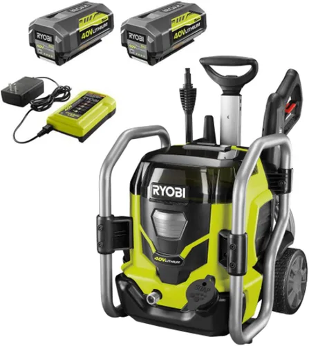 RYOBI RY40PW01DG9 1,500 PSI 1.2 GPM 40 voltios agua fría inalámbrica lavadora a presión con dos baterías de 5.0 Ah y cargador incluido
