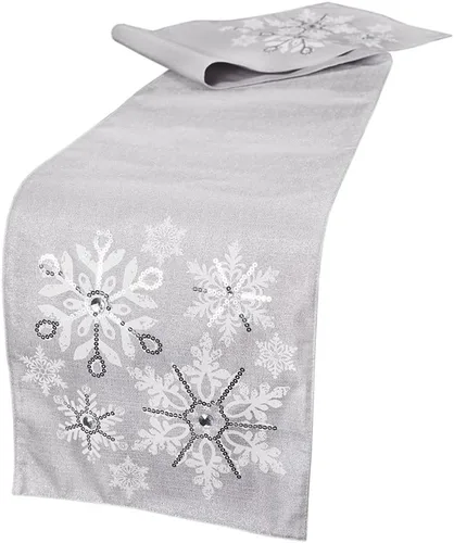 Manor Luxe Camino de mesa navideño con nieve brillante, 13 x 108 pulgadas, 13 x 108 pulgadas