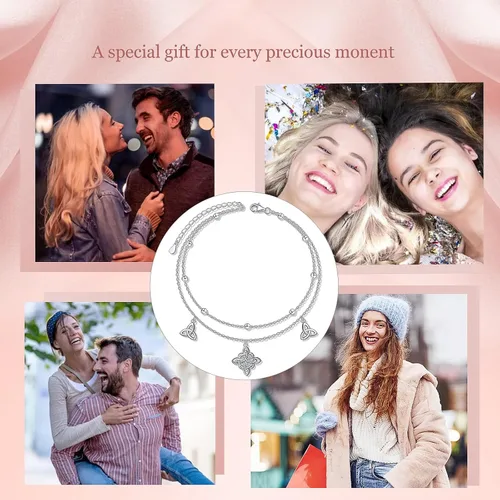 Miniatura 7 de Tobilleras para mujer de plata de ley S925 ajustable, pulsera de tobillo para pie de playa, regalo de joyería