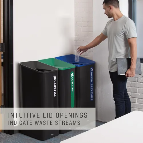 Miniatura 4 de Rubbermaid Commercial Products Sustain - Contenedor decorativo de 15 galones, negro/verde, interior para edificios de oficinas, patios de comida