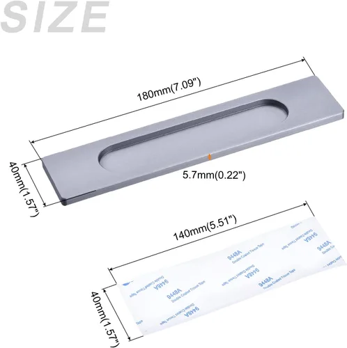 Miniatura 2 de METALLIXITY Tirador de dedo para puerta corrediza de granero (7.087 in/7.09 pulgadas), 2 unidades, mango de aleación de zinc con adhesivo
