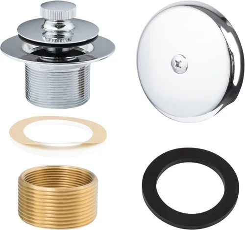 Miniatura 9 de Artiwell Push & Lock - Juego de molduras para bañera con placa frontal de desbordamiento de un solo orificio, kit de conversión de bañera con barra