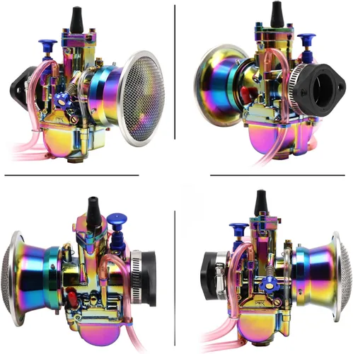 Miniatura 4 de Colorido PWK - Kit de carburador de 0.827 in con filtro de aire y colector de admisión, ajuste universal para motores de 50 cc a 100 cc 2T 4T motos
