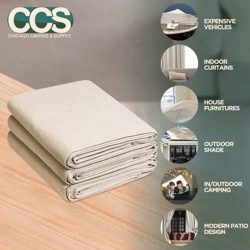 Miniatura 2 de CCS - Lona de lona para pintar, lona de algodón multiusos para cortinas, manteles, telones de fondo, cubierta de suelo lavable y reutilizable y hoja