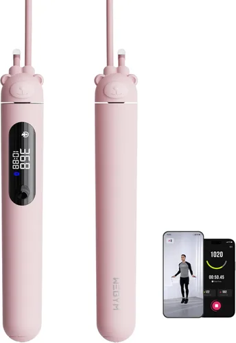 WeGym - Cuerda de saltar inteligente para hombres y mujeres, cuerda de saltar ajustable para entrenamiento en interiores y exteriores, aplicación de