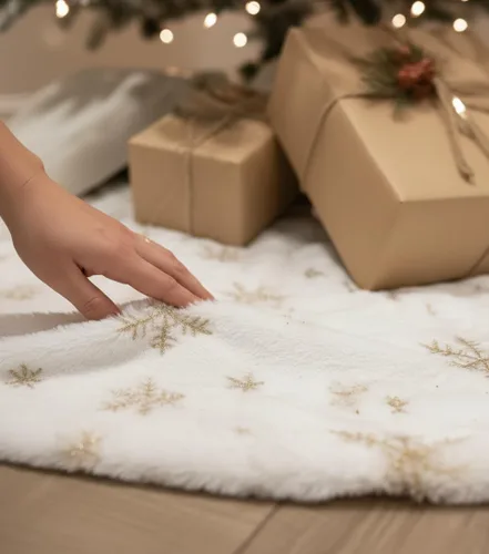 Miniatura 3 de AOGU - Falda para árbol de Navidad de 36 pulgadas con lentejuelas de piel sintética, decoración de árbol de Navidad para una feliz fiesta navideña
