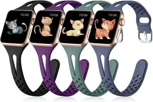 Miniatura 9 de Getino Compatible with Apple Watch Bands 38mm 40mm 41mm 42mm 44mm 45mm 46mm 49mm for Women Men, Soft Durable Breathable Thin Slim Narrow Band for