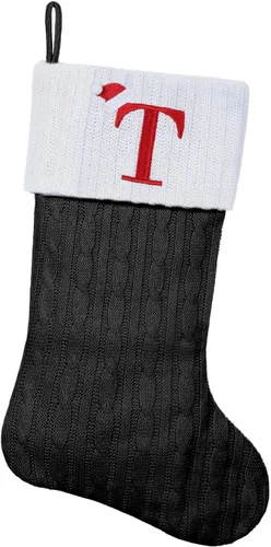 Miniatura 103 de Medias de Navidad personalizadas de 19 pulgadas con iniciales bordadas, medias de Navidad de punto negro para decoraciones de vacaciones familiares