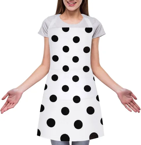 Miniatura 3 de Personalized Polka Dot Adult Apron, Kitchen Cooking Aprons for Woman Man, Adjustable Bib Apron with Pocket for Baking, BBQ Crafting Outdoors, Dining