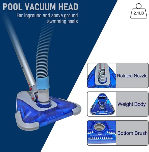 Miniatura 5 de POOLWHALE Mangueras profesionales de vacío de piscina de 1-1/2 pulgadas x 24 pies con puño giratorio y cabezal de vacío flexible