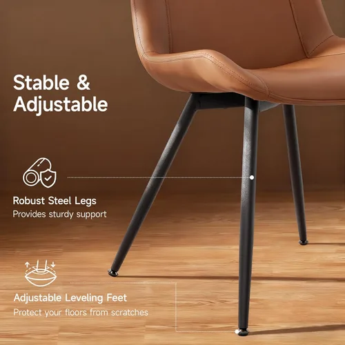 Miniatura 5 de Brage Living Juego de 2 sillas de comedor de piel sintética, modernas, sin brazos, para cocina, comedor, sillas laterales tapizadas con patas
