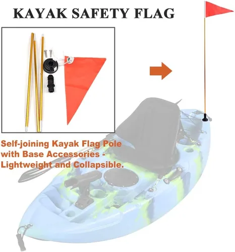 Miniatura 5 de Bandera de seguridad de montaje en pista de kayak de 4 pies, fácil instalación con base estable, kit de visibilidad para barco, canoa, yate, bote