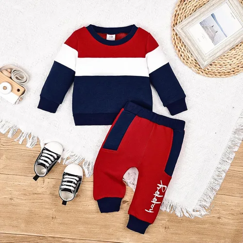 Miniatura 2 de Ropa de bebé niño pequeño sudadera patchwork otoño invierno camisa de manga larga pantalones conjuntos de ropa 3-24 meses