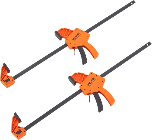 VEVOR Abrazaderas de Barra para Carpintería, Paquete de 2 Abrazaderas/Separadores de Una Mano de 24", Abrazadera F de Cambio Rápido con Límite de