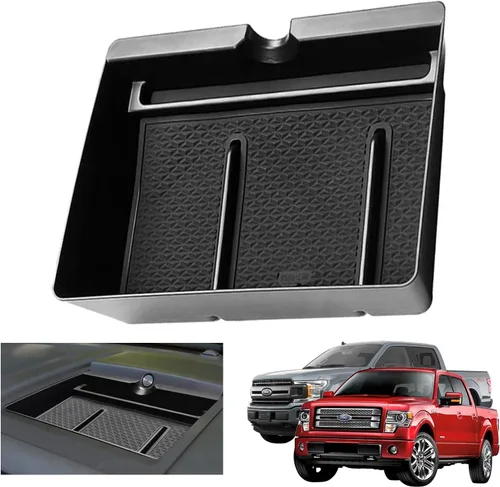 Miniatura 10 de Bandeja de consola F150 2018, bandeja organizadora de consola central para Ford F-150 Raptor 2015-2020, reposabrazos medio, caja de almacenamiento