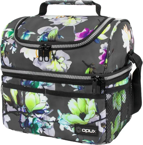 OPUX Lonchera para mujeres, bolsa de almuerzo grande aislada para adultos, trabajo, doble cubierta, lonchera para preparar comidas, compartimento