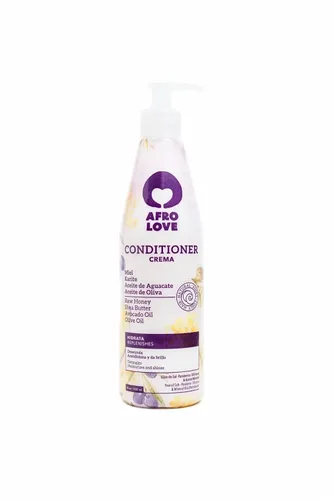 Afro Love Acondicionador para cabello rizado, hidratación profunda y control del encrespamiento, acondicionador hidratante con miel cruda, manteca
