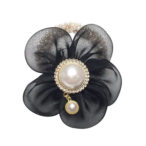 Miniatura 3 de LOVEF Banda elástica de pelo de perlas de flores de moda, accesorio para cola de caballo para damas, mujeres y niñas, juego de 4