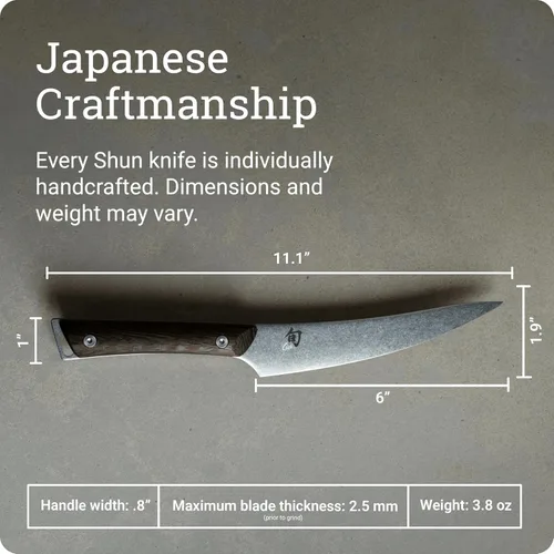 Miniatura 5 de Shun Kanso - Cuchillo para deshuesar y filetear de 6 pulgadas, cuchillo de deshuesado curvado japonés hecho a mano, hoja de acero inoxidable AUS10A