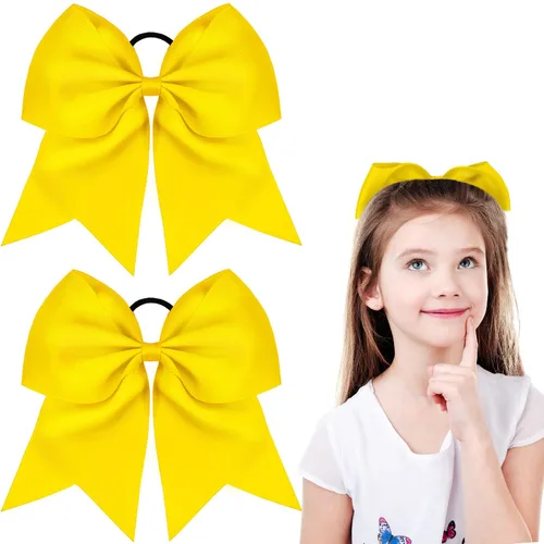 Miniatura 10 de 2 paquetes de lazos grandes para animadoras de 8 pulgadas con soporte para coleta, lazos grandes para el cabello para uniformes de sóftbol para Negro